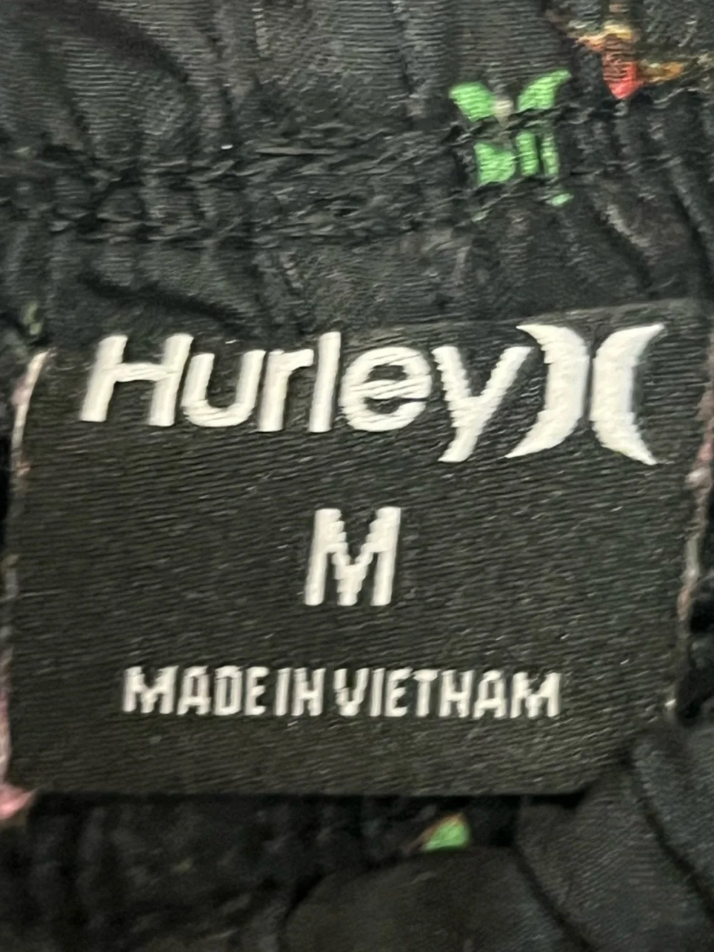 Hurley‎ Black Board Shorts with Pineapple Toucan Tropical Beach Accent Boys Med